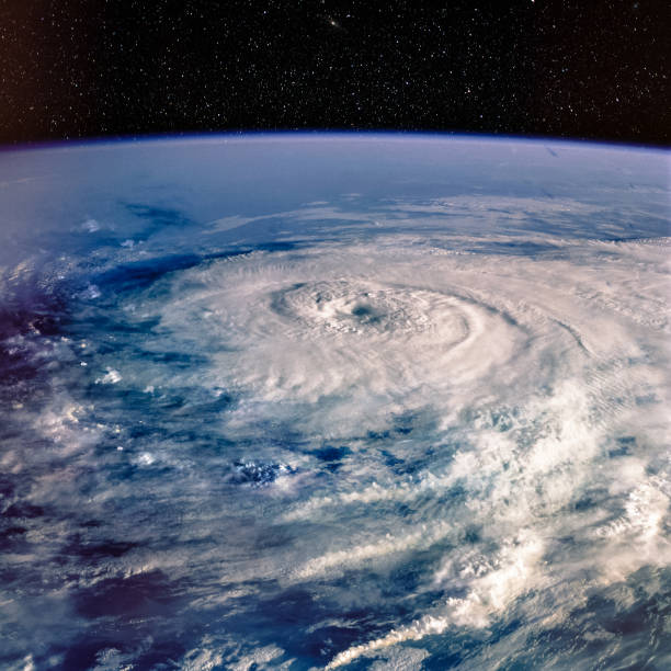 typhoon. satelliet-view. elementen van dit beeld ingericht door de nasa. - tyfoon stockfoto's en -beelden