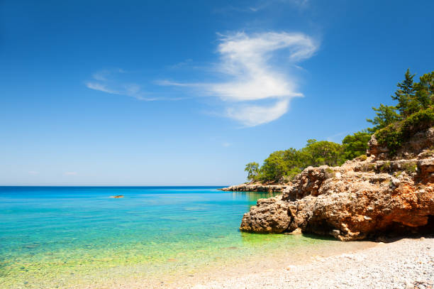 istock Beautiful beach with turquoise water and cliffs near Kemer, Turkey. 1132565715