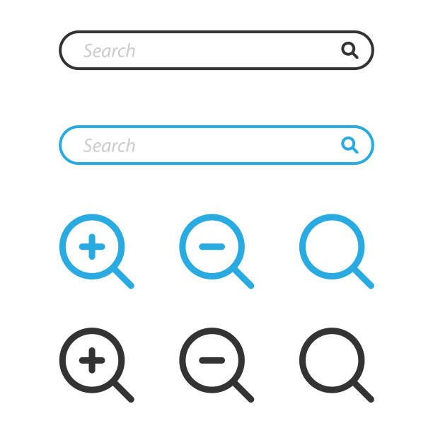 search bar and magnifying glass icon design. - suchen stock-grafiken, -clipart, -cartoons und -symbole