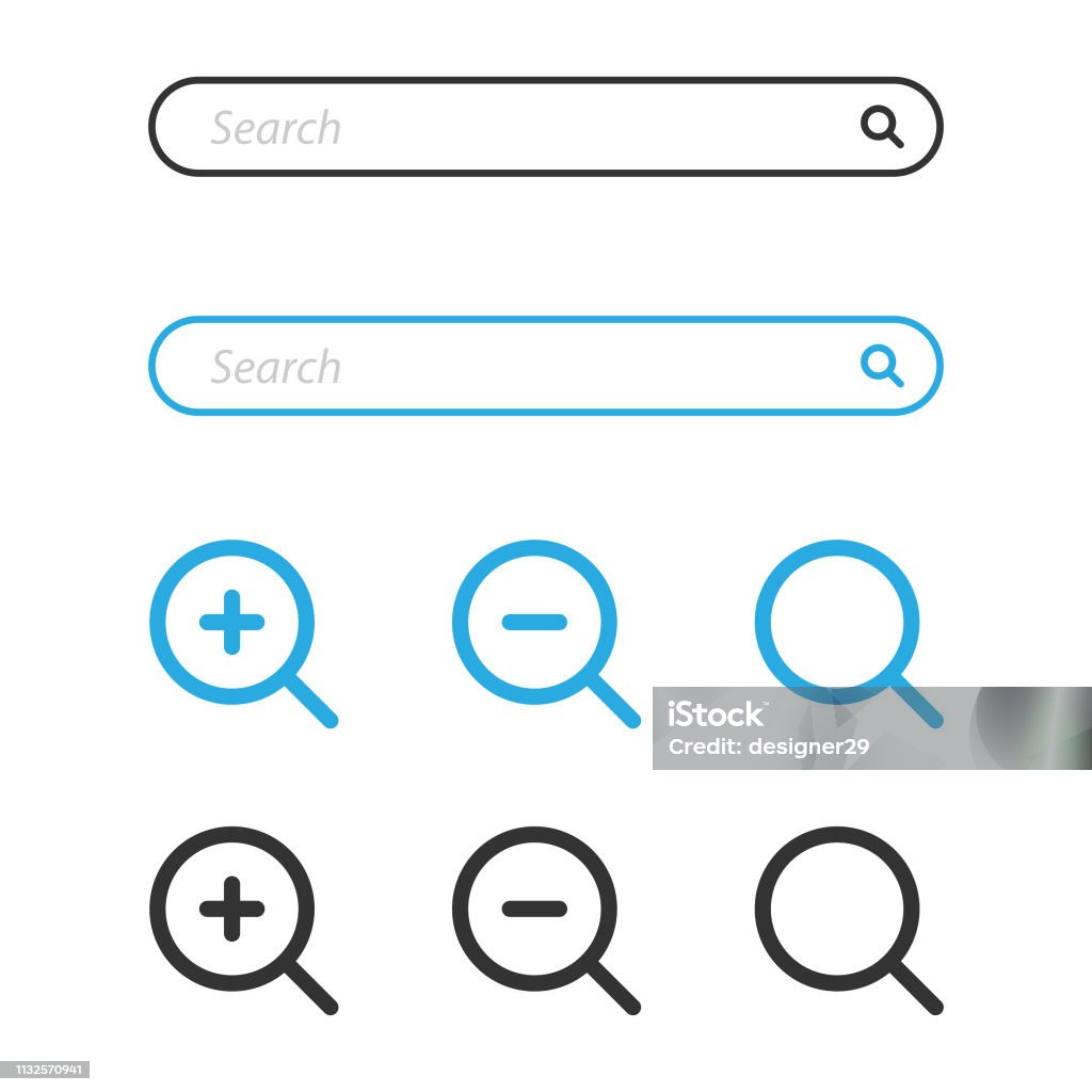 Search Bar and Magnifying Glass Icon Design. Vector Illustration EPS 10 File. Icon Symbol stock vector