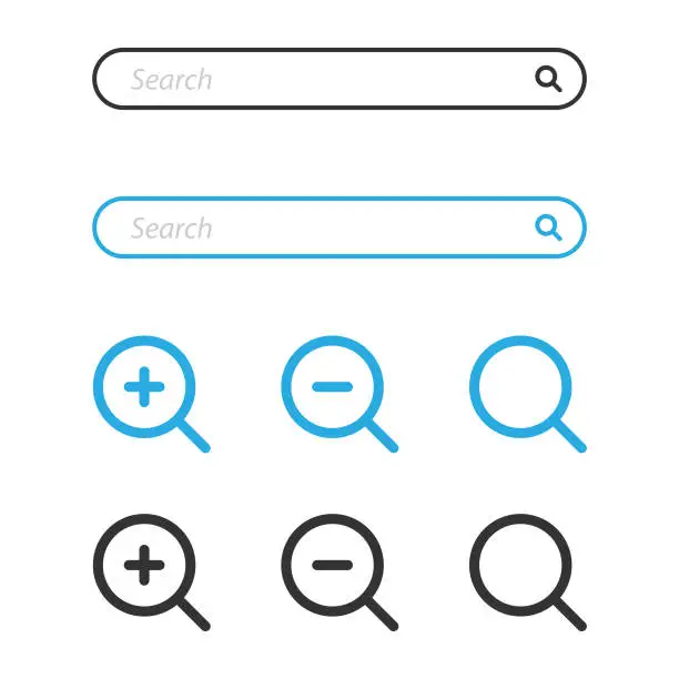 Vector illustration of Search Bar and Magnifying Glass Icon Design.