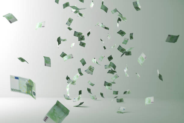 Money rain. Flying Money Flying bills in a room geldregen stock pictures, royalty-free photos & images