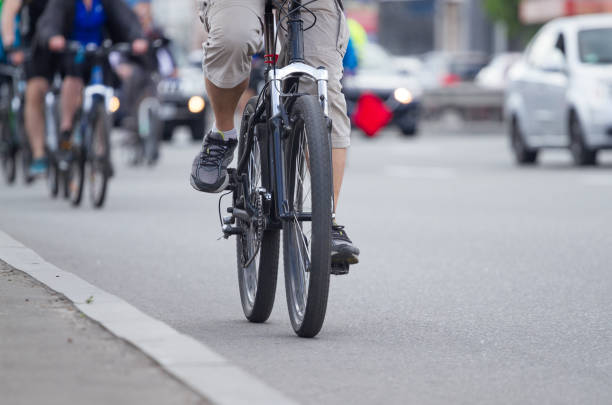 istock Group of people riding by bicycles 1132573116