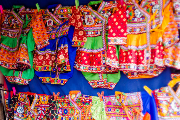 istock Colorful textile clothes in the typical gujarati design 1132576621