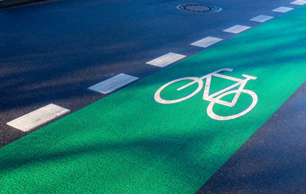 istock High Angle View Of Bicycle Lane On Road 1132578581