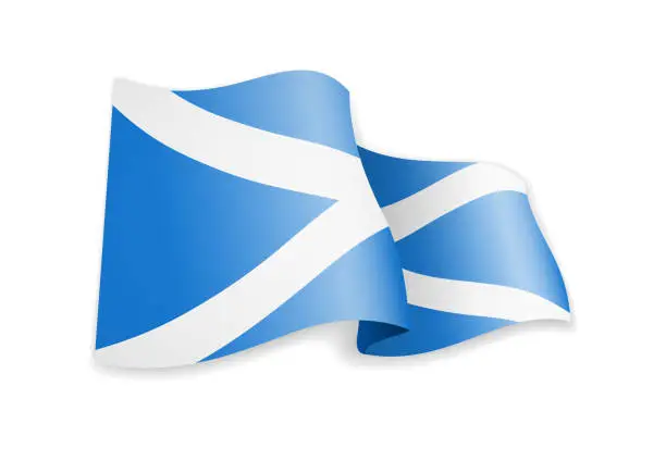 Vector illustration of Scotland flag in the wind. Flag on white vector illustration