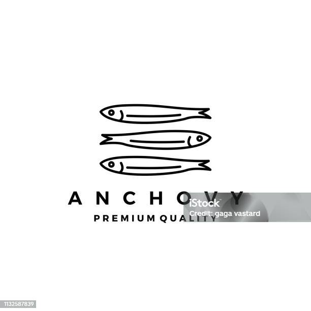 Anchovy Fish Vector Icon Seafood Illustration Stock Illustration - Download Image Now - Fish, Anchovy, Sardine