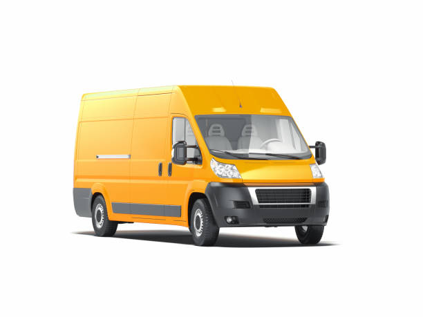 istock Yellow realistic blank truck on white background. 3d rendering. 1132587904