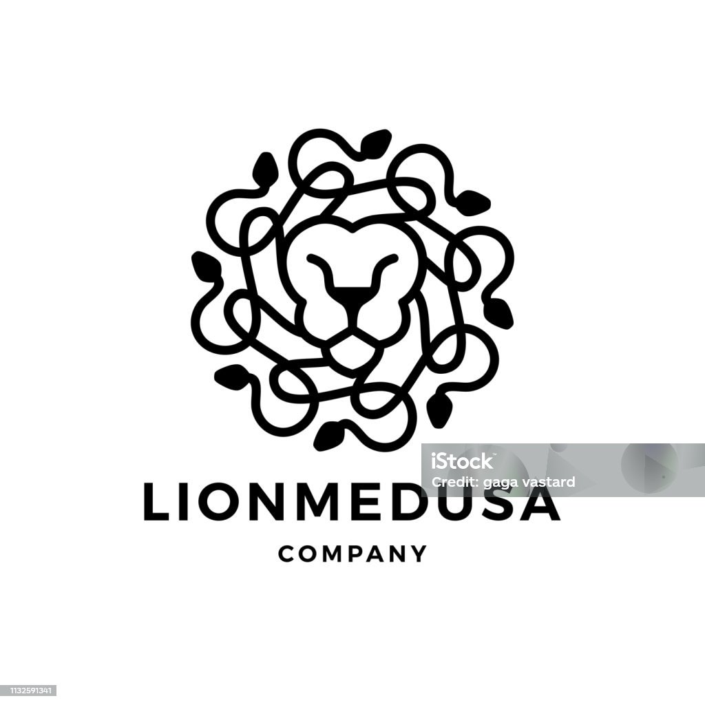 lion medusa gorgona vector icon illustration Medusa stock vector