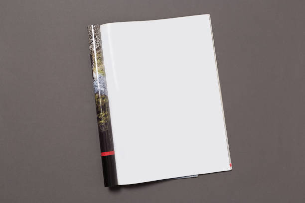 istock Mock-up magazine or catalog on gray background.Blank page or notepad for mockups or simulations. 1132599660