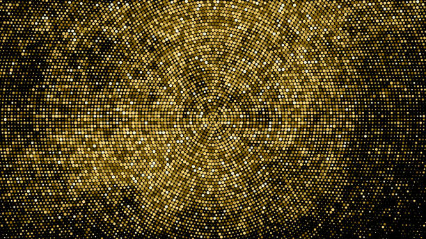 Gold Glitter Halftone Dotted Backdrop. Gold Glitter Halftone Dotted Backdrop. Abstract Circular Retro Pattern. Pop Art Style Background. Golden Explosion Of Confetti. Digitally Generated Image. Vector Illustration, Eps 10. sequin stock illustrations