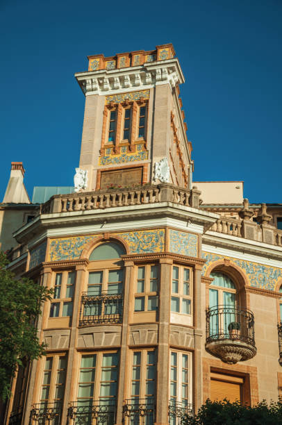 istock Facade windows and balconies richly decorated at Caceres 1132601449