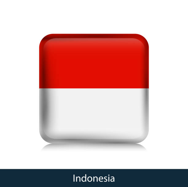 istock Flag of Indonesia. Square glossy badge 1132612851