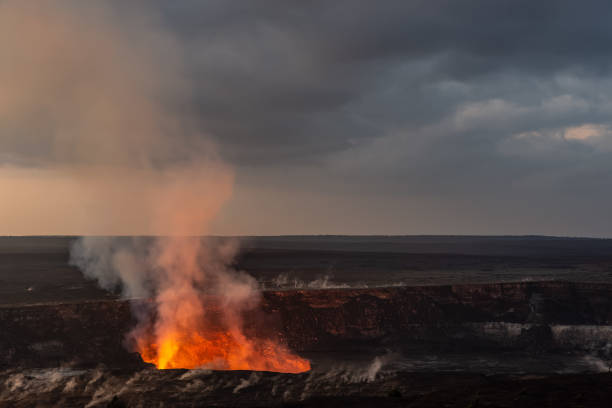 istock An active volcanic crater at dawn. 1132616817