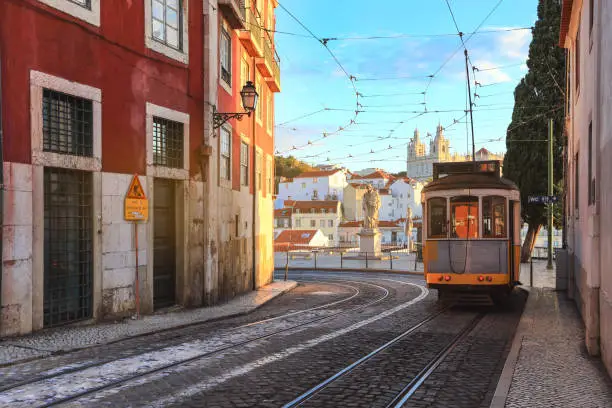 Photo of Traditional tram  in the city centre of Lisbon, Portugal.