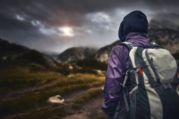 istock Traveling alone in the mountains at sunset 1132624325