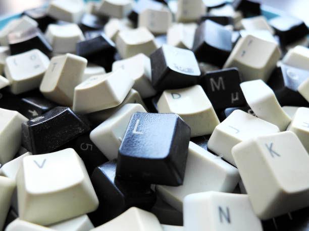 istock Black and white computer keyboard keys close-up. Concept of unstructured big data that need to be sorted ready to be consumed by machine learning model for deep learning. 1132626670