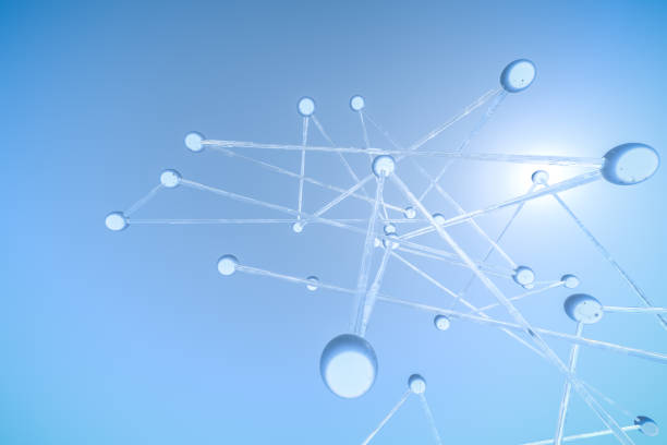 istock 3d rendering, lines and dots with chemistry background 1132628095