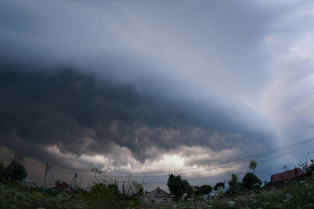 istock Scary epic sky with menacing clouds. Hurricane wind with a thunderstorm. Stock background, photo 1132629501