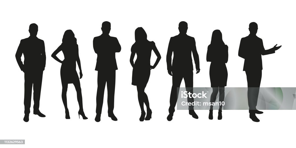 Business people, group of men and women isolated silhouettes Cut Out stock vector