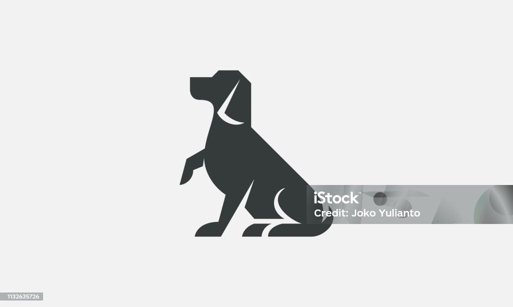 Insignia simple de la compañía de la silueta del perro - arte vectorial de Perro libre de derechos