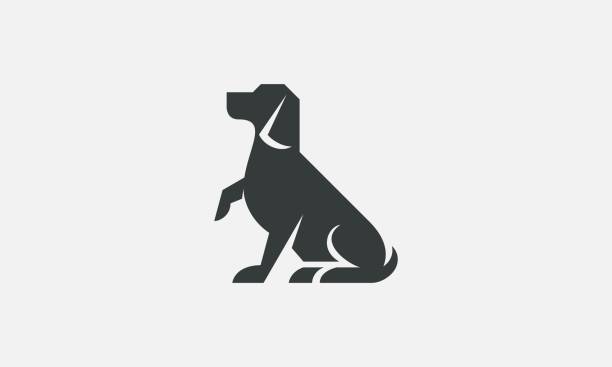 простой собака silhouette логотип компании - animal head illustrations stock illustrations