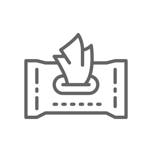 Paper wet wipes line icon. Vector paper wet wipes line icon. Symbol and sign illustration design. Isolated on white background tissue box pattern stock illustrations