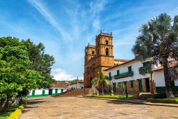 Cathedral in Barichara stock photo