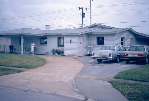 Florida, United States, 1977. The American Lifestyle with house, estate, car and family.