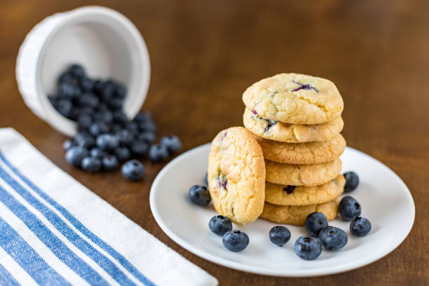 istock Soft Blueberry and White Chocolate Chip Cookies with fresh blueberries 1132653918