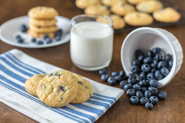 Soft Blueberry and White Chocolate Chip Cookies with fresh blueberries