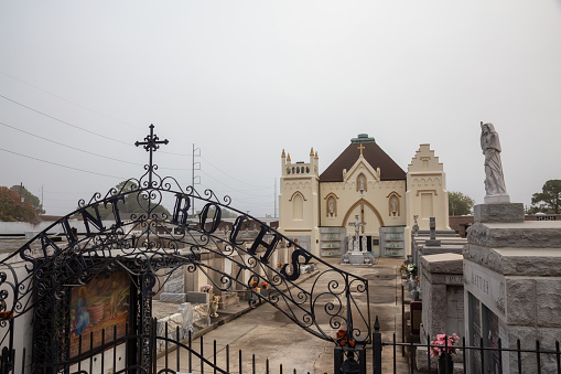 New Orleans, Louisiana, United States - November 7, 2018: Saint Roch's Cemetery during foggy morning.