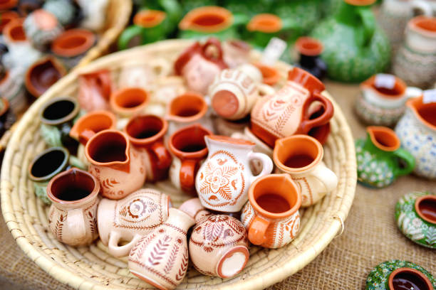 istock Ceramic dishes, tableware and jugs sold on Easter market in Vilnius 1132660012
