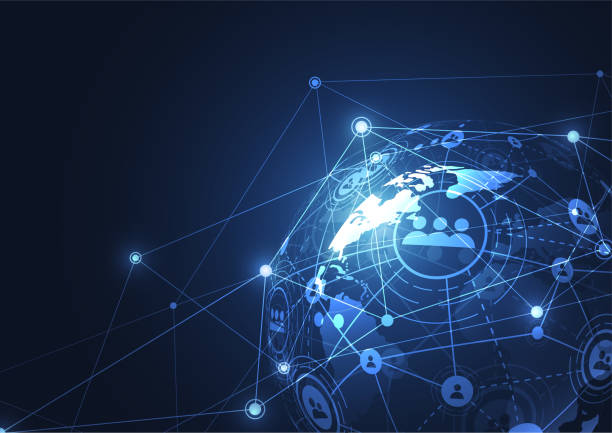 istock Global network connection. World map point and line composition concept of global business. Vector Illustration 1132660144