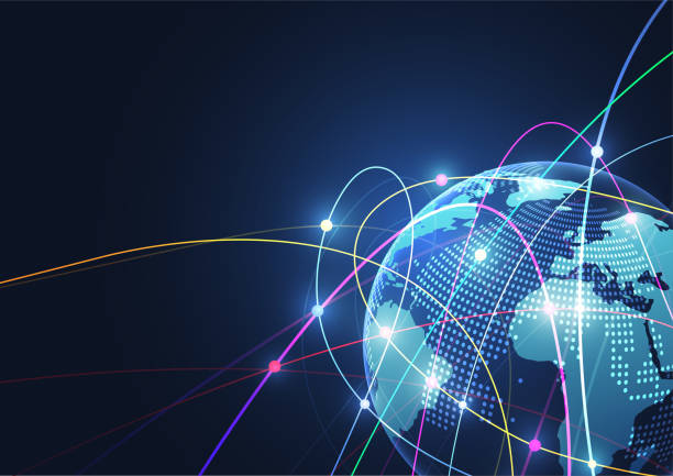 istock Global network connection. World map point and line composition concept of global business. Vector Illustration 1132660241