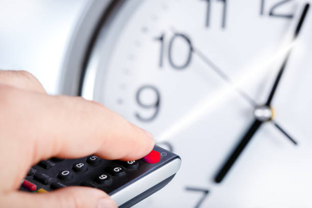 istock Man or businessman control, organization work of time. 1132662869