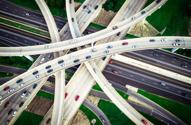istock Top Down View of Highways overpass transportation 1132666802