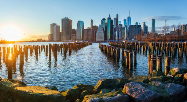 istock View to Manhattan skyline from Brooklyn Bridge Park. 1132666928