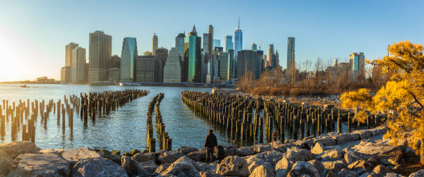 istock View to Manhattan skyline from Brooklyn Bridge Park. 1132666933