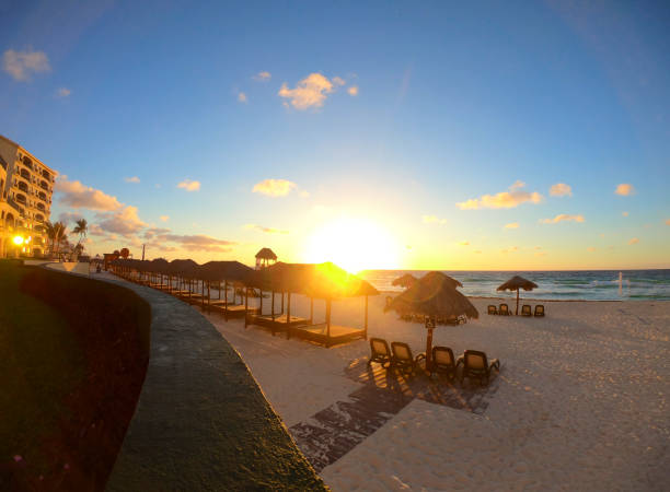 Carribean Cancun Sandy Beach Sunrise in Mexico  with Tone and Texture