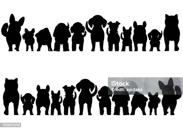 Small Dogs Silhouette Border Set Stock Illustration - Download Image Now - In Silhouette, Dog, Vector