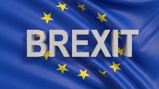 istock 3D illustration of Brexit referendum with eu flag and 3d text 1132676400
