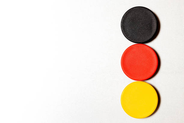 istock Various colored magnets on metal wall with copy space 1132677420