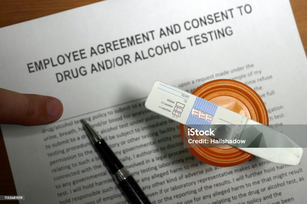 Employment Cannabis drug test Employee agreement and consent to drug and/or alcohol testing. Drug Test Stock Photo