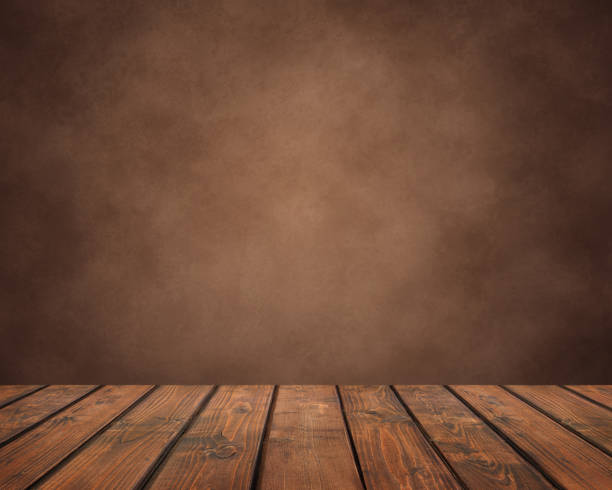 istock empty wooden table of planks on a brown grunge background.  countertop, work surface 1132684960