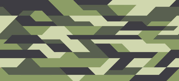 ilustrações de stock, clip art, desenhos animados e ícones de geometric camouflage pattern. futuristic sci fi mosaic background, seamless texture. urban clothing style, masking camo repeat print. vector - army usa text metal