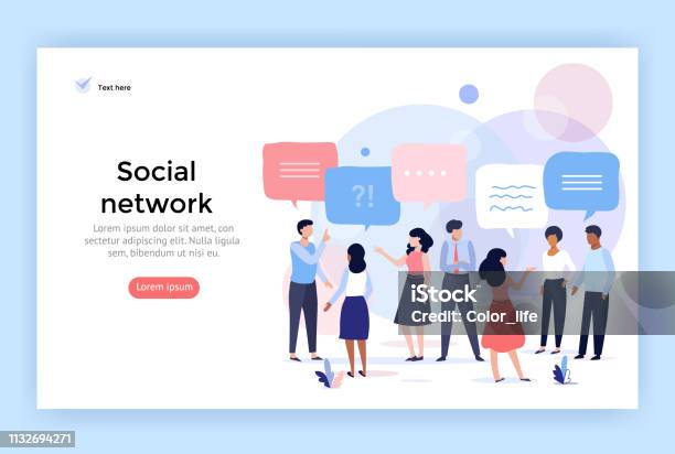 Social Network Concept Illustration Stock Illustration - Download Image Now - People, Discussion, Talking