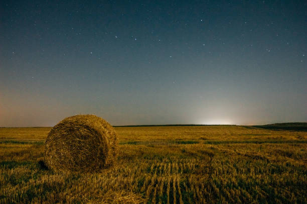 istock A haystack of dry hay in a rural landscape under a night starry 1132694575