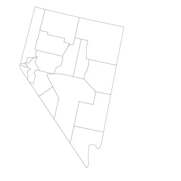 Vector illustration of Nevada state map with counties