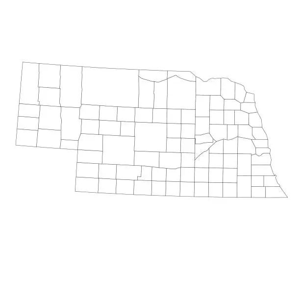 Vector illustration of Nebraska state map with counties